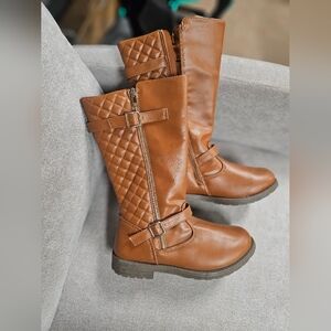 FabKids Tan Quilted Heeled Boots